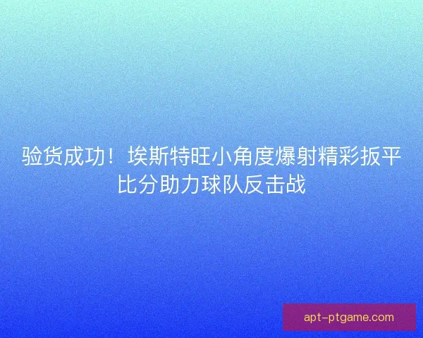 验货成功！埃斯特旺小角度爆射精彩扳平比分助力球队反击战
